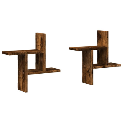 Étagères murales 2 pcs chêne fumé 38x12x38 cm bois d'ingénierie