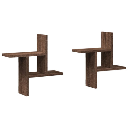 Étagères murales 2pcs chêne marron 38x12x38cm bois d'ingénierie