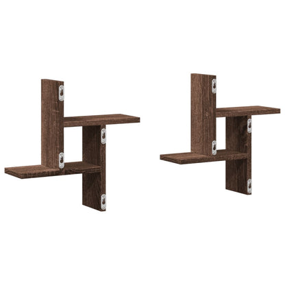 Étagères murales 2pcs chêne marron 38x12x38cm bois d'ingénierie