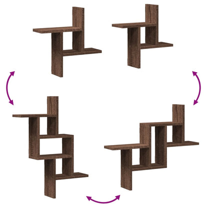 Étagères murales 2pcs chêne marron 38x12x38cm bois d'ingénierie