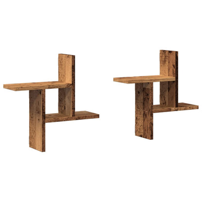 Étagères murales 2 pcs vieux bois 38x12x38 cm bois d'ingénierie