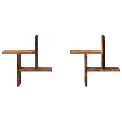Étagères murales 2 pcs vieux bois 38x12x38 cm bois d'ingénierie