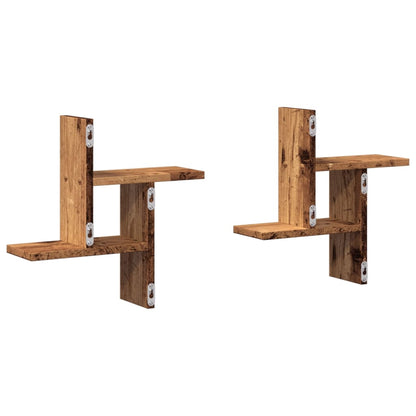 Étagères murales 2 pcs vieux bois 38x12x38 cm bois d'ingénierie
