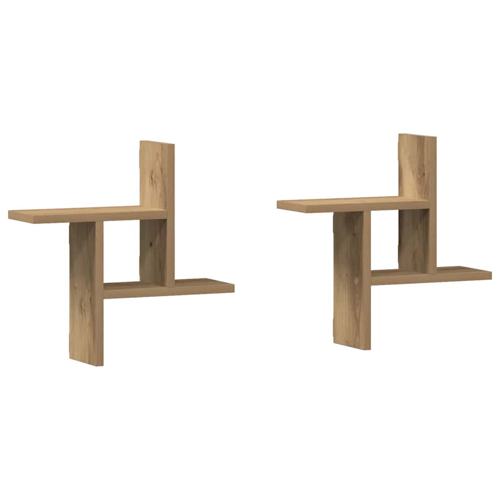 Étagères murales 2 pcs chêne artisanal bois d'ingénierie