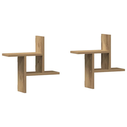 Étagères murales 2 pcs chêne artisanal bois d'ingénierie