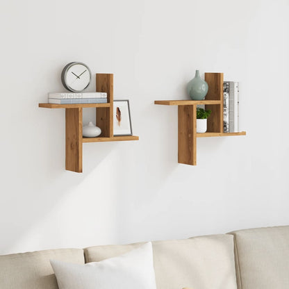 Étagères murales 2 pcs chêne artisanal bois d'ingénierie