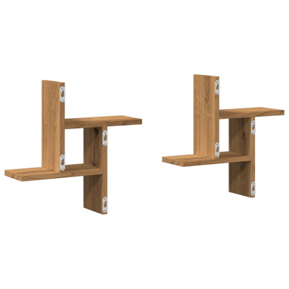Étagères murales 2 pcs chêne artisanal bois d'ingénierie