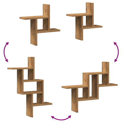Étagères murales 2 pcs chêne artisanal bois d'ingénierie