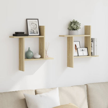 Étagères murales 2pcs chêne sonoma 50x12x50cm bois d'ingénierie