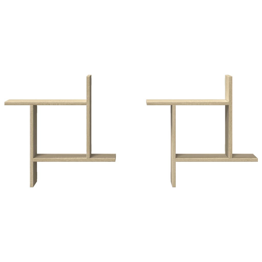 Étagères murales 2pcs chêne sonoma 50x12x50cm bois d'ingénierie