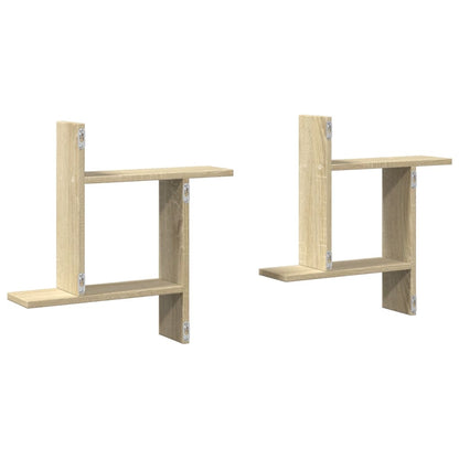 Étagères murales 2pcs chêne sonoma 50x12x50cm bois d'ingénierie