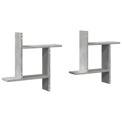Étagères murales 2 pcs gris béton 50x12x50 cm bois d'ingénierie