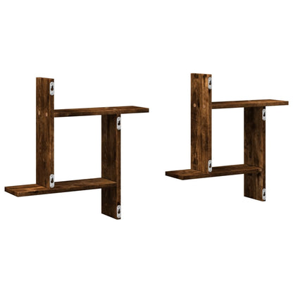 Étagères murales 2 pcs chêne fumé 50x12x50 cm Bois d'ingénierie