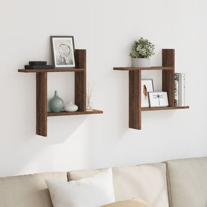 Étagères murales 2pcs chêne marron 50x12x50cm bois d'ingénierie