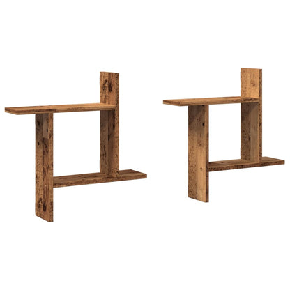 Étagères murales 2 pcs vieux bois 50x12x50 cm bois d'ingénierie