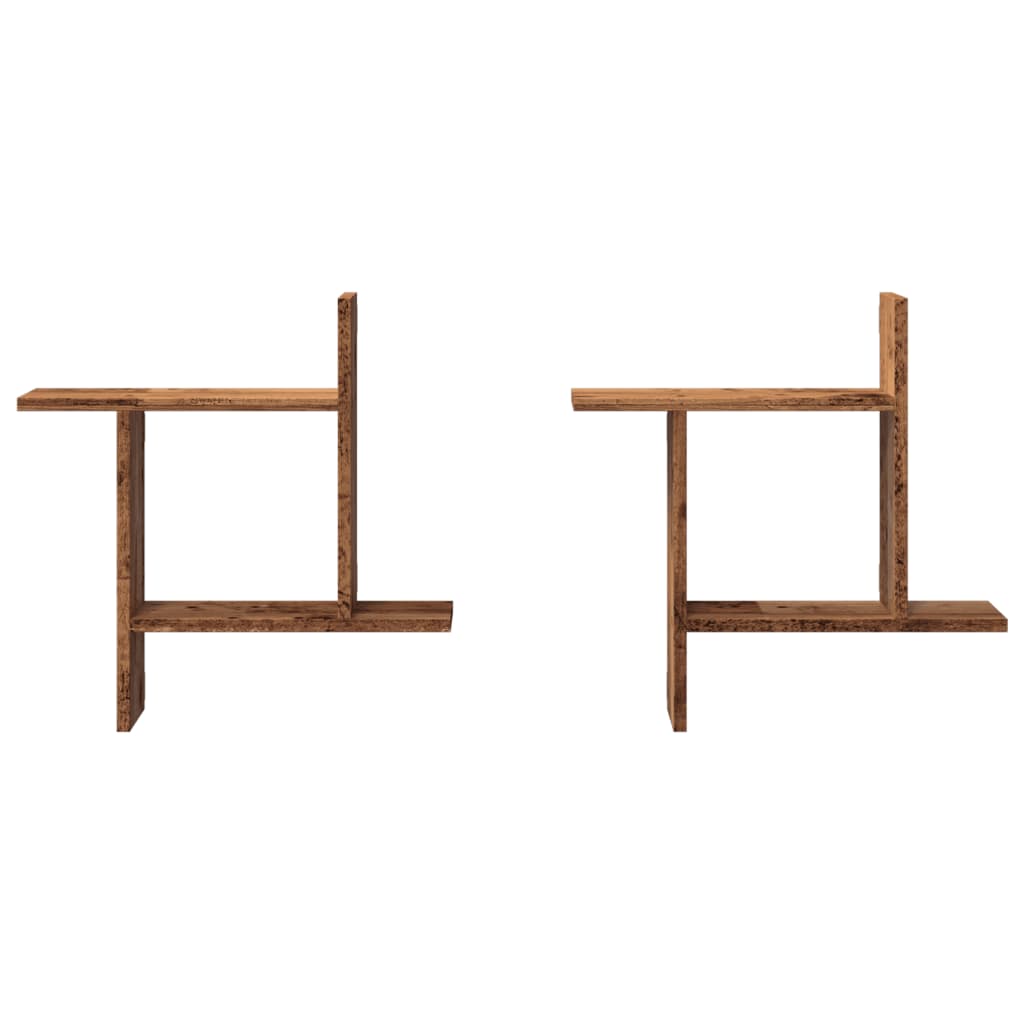 Étagères murales 2 pcs vieux bois 50x12x50 cm bois d'ingénierie