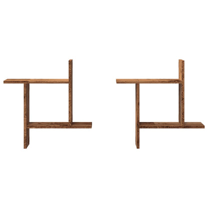 Étagères murales 2 pcs vieux bois 50x12x50 cm bois d'ingénierie