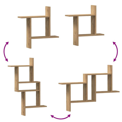 Étagères murales 2 pcs chêne artisanal bois d'ingénierie