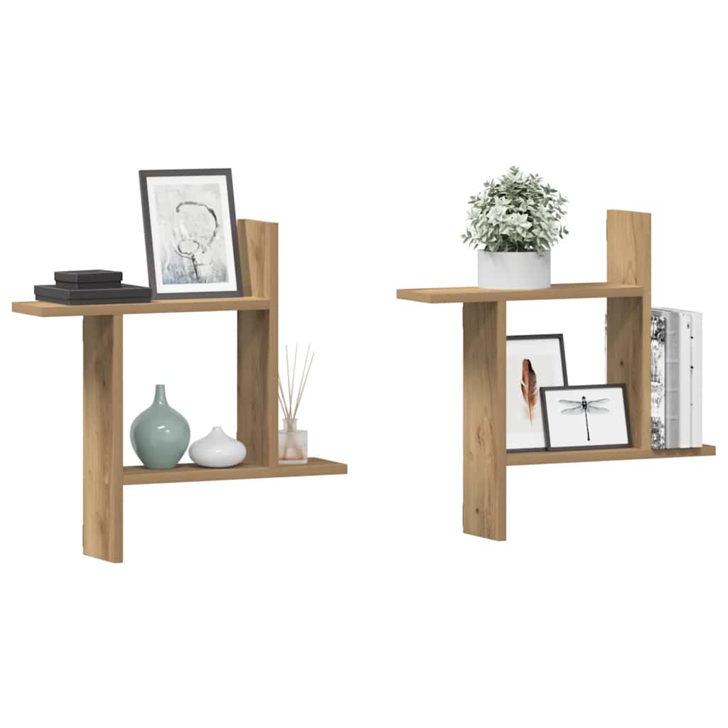 Étagères murales 2 pcs chêne artisanal bois d'ingénierie
