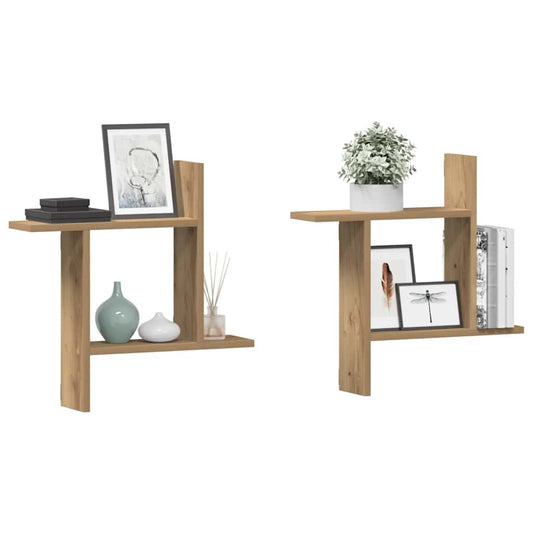Étagères murales 2 pcs chêne artisanal bois d'ingénierie