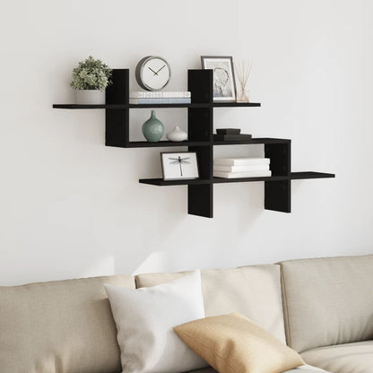 Étagère murale noir 124,5x18x60,5 cm bois d'ingénierie