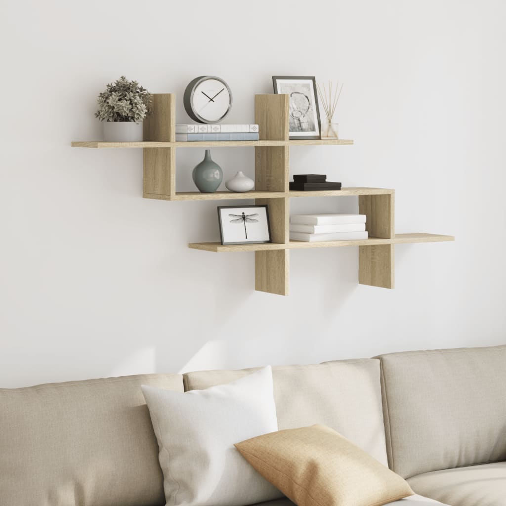 Étagère murale chêne sonoma 124,5x18x60,5 cm bois d'ingénierie