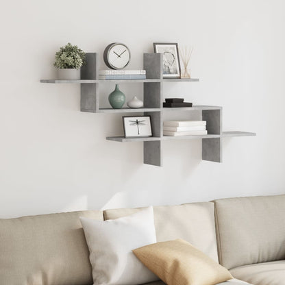Étagère murale gris béton 124,5x18x60,5 cm bois d'ingénierie