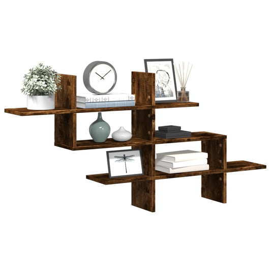 Étagère murale chêne fumé 124,5x18x60,5 cm bois d'ingénierie