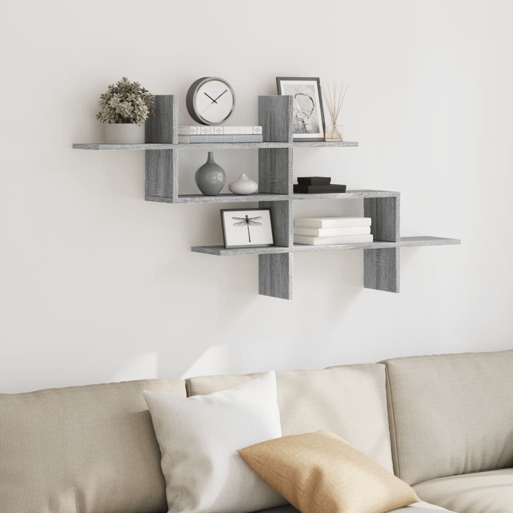 Étagère murale sonoma gris 124,5x18x60,5 cm bois d'ingénierie