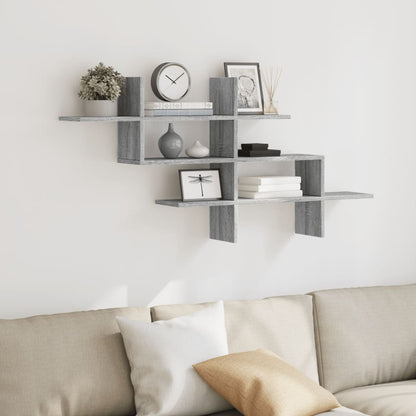 Étagère murale sonoma gris 124,5x18x60,5 cm bois d'ingénierie