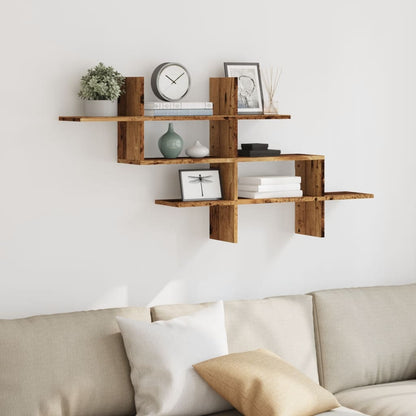 Étagère murale vieux bois 124,5x18x60,5 cm bois d'ingénierie