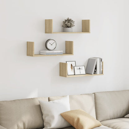 Étagères murales 3pcs chêne sonoma 58x18x18cm bois d'ingénierie