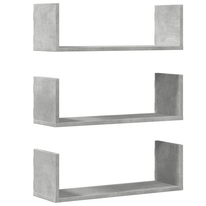 Étagères murales 3 pcs gris béton 58x18x18 cm bois d'ingénierie