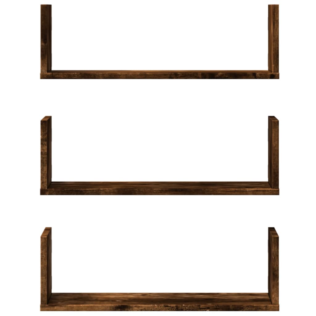 Étagères murales 3 pcs chêne fumé 58x18x18 cm bois d'ingénierie