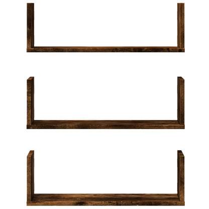 Étagères murales 3 pcs chêne fumé 58x18x18 cm bois d'ingénierie