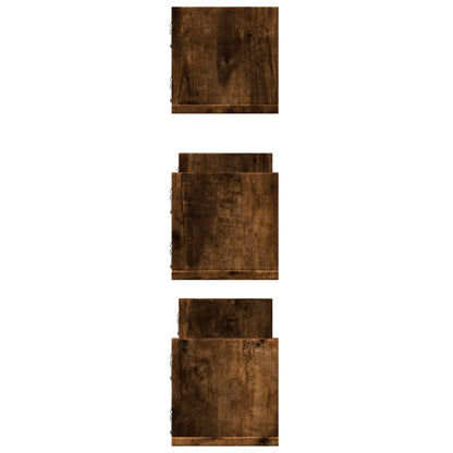 Étagères murales 3 pcs chêne fumé 58x18x18 cm bois d'ingénierie
