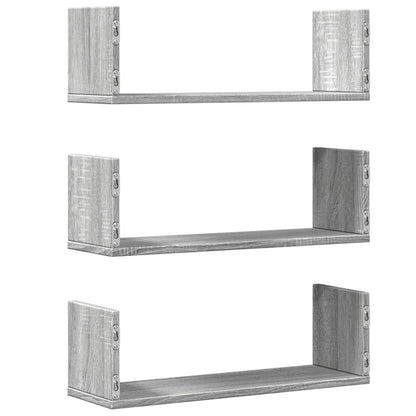 Étagères murales 3 pcs sonoma gris 58x18x18 cm bois ingénierie