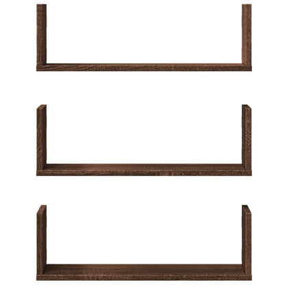 Étagères murales 3pcs chêne marron 58x18x18cm bois d'ingénierie