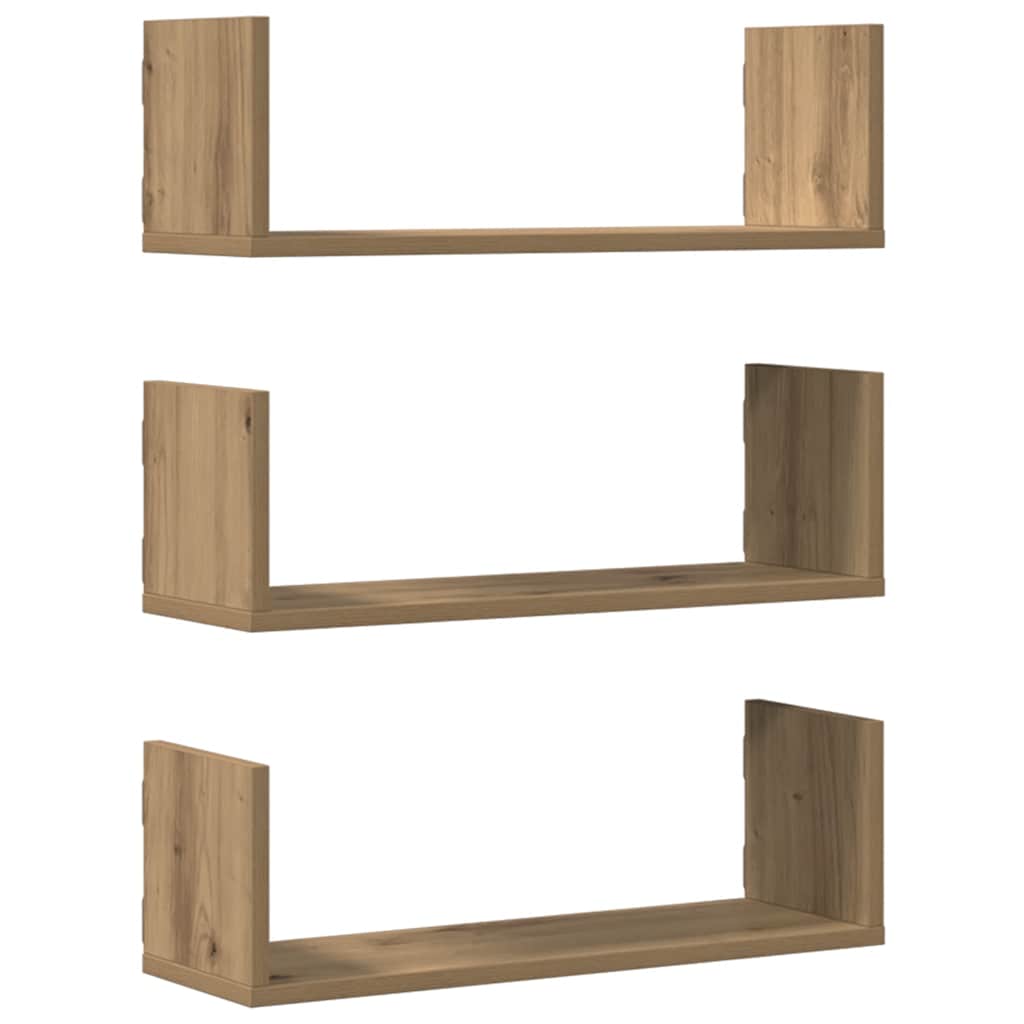 Étagères murales 3 pcs chêne artisanal bois d'ingénierie
