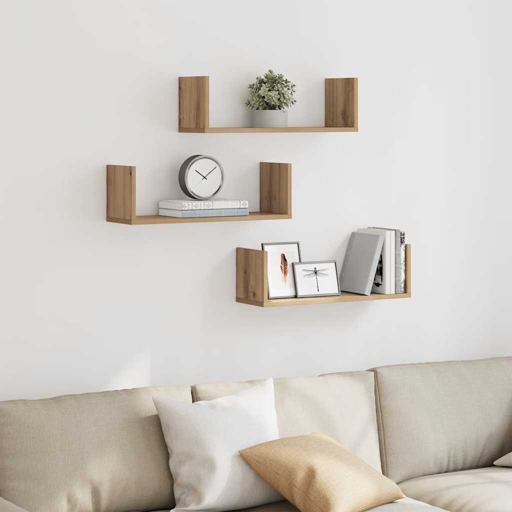 Étagères murales 3 pcs chêne artisanal bois d'ingénierie