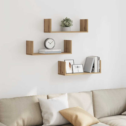 Étagères murales 3 pcs chêne artisanal bois d'ingénierie