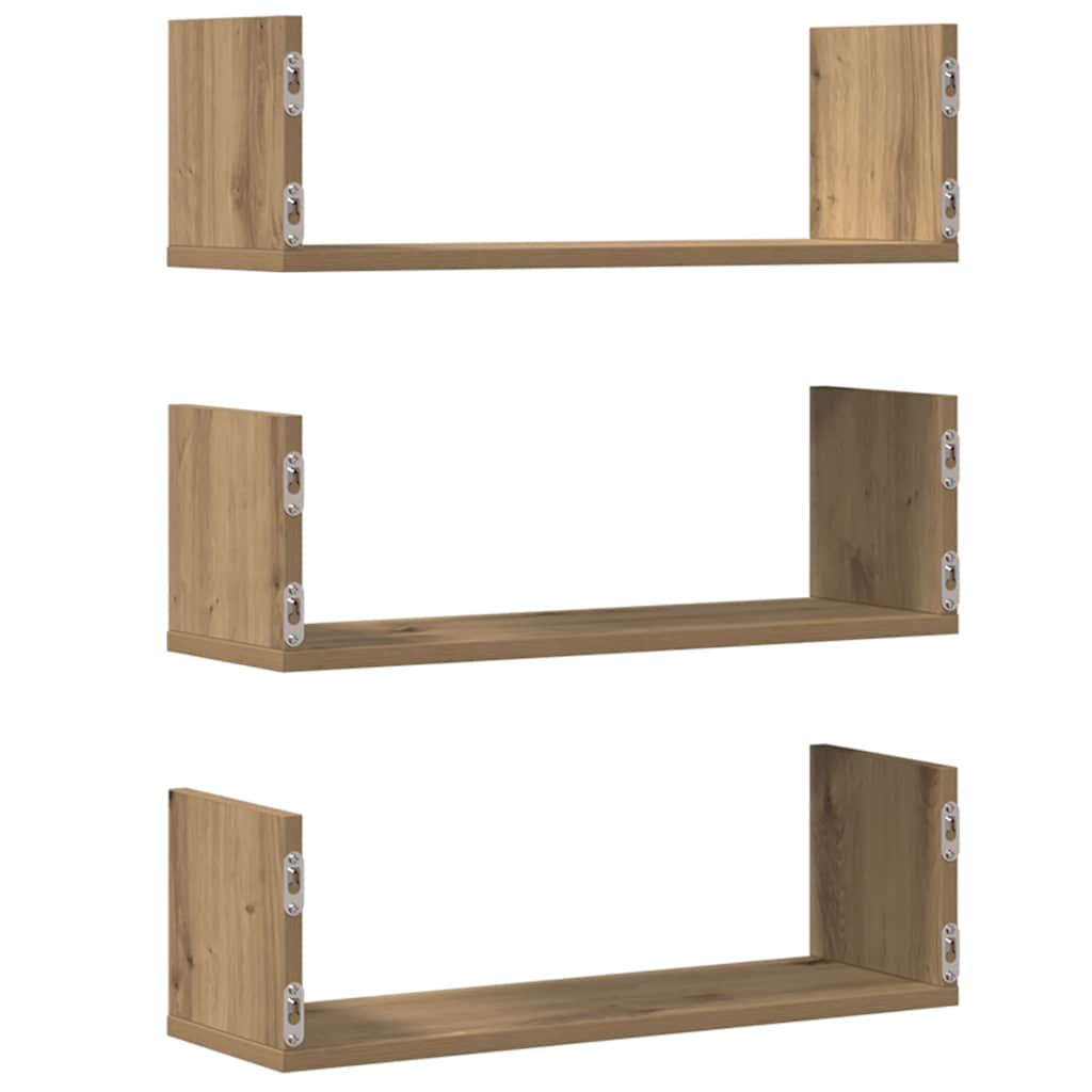 Étagères murales 3 pcs chêne artisanal bois d'ingénierie