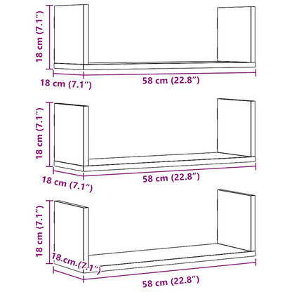 Étagères murales 3 pcs chêne artisanal bois d'ingénierie