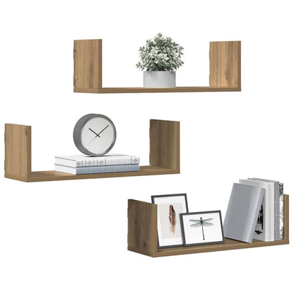 Étagères murales 3 pcs chêne artisanal bois d'ingénierie