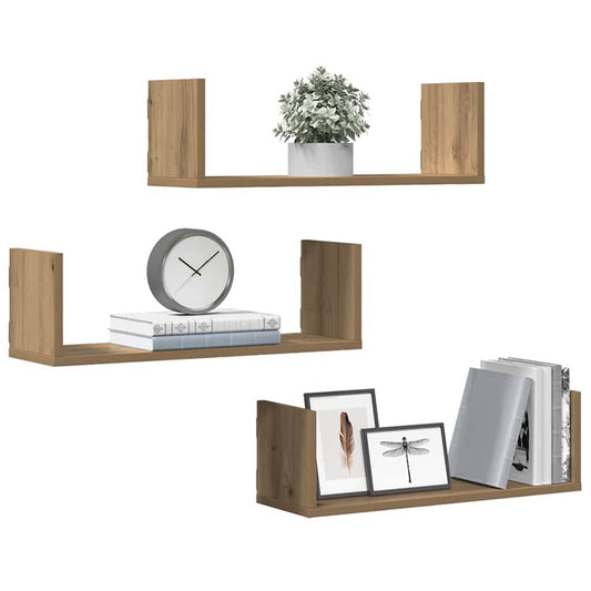 Étagères murales 3 pcs chêne artisanal bois d'ingénierie