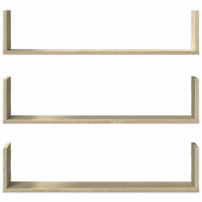 Étagères murales 3pcs chêne sonoma 80x18x18cm bois d'ingénierie
