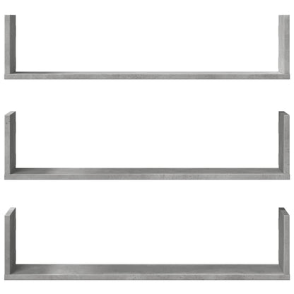 Étagères murales 3 pcs gris béton 80x18x18 cm bois d'ingénierie