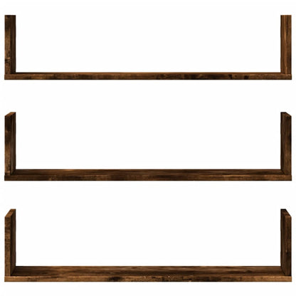 Étagères murales 3 pcs chêne fumé 80x18x18 cm bois d'ingénierie