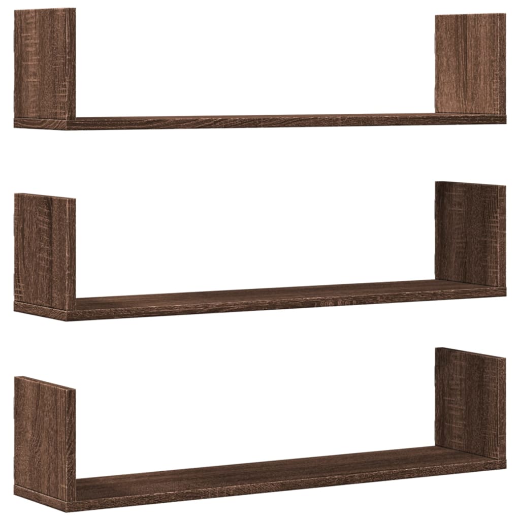 Étagères murales 3pcs chêne marron 80x18x18cm bois d'ingénierie