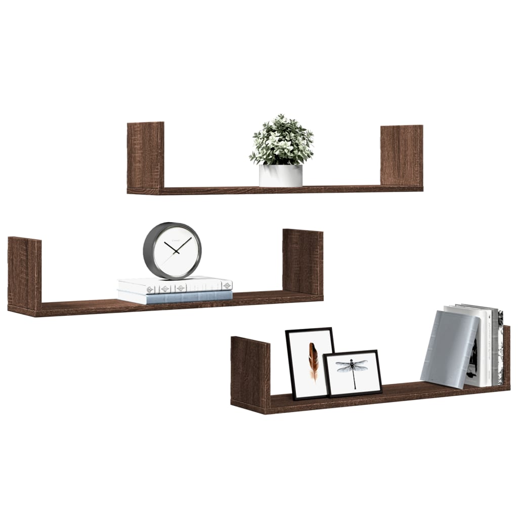 Étagères murales 3pcs chêne marron 80x18x18cm bois d'ingénierie